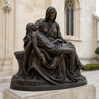 Sculpture religieuse Pieta en bronze, artisanat métallique, moulée à la main, écologique, statue catholique pour la décoration d'églises, de commémorations et de jardins