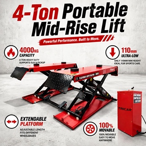 Tricar 1.2m idraulico a forbice 4000kg mobile piattaforma di sollevamento automatico a metà posizione sollevatore idraulico a forbice sollevatore auto - Product Image 1
