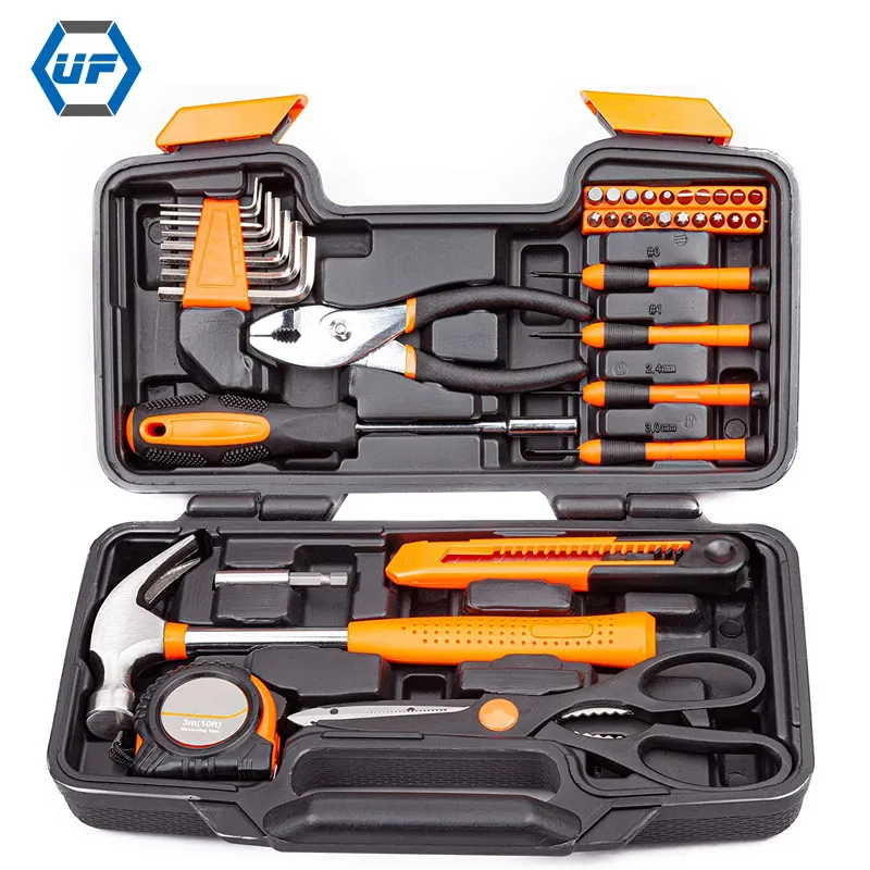 Youfutools Bset 39 Piece Tool Set General Household Hand Kit with Plastic Toolbox Storage Case Orange