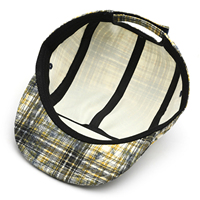 Gorra de Camping de Ala Plana y Parte Superior Suave, Logotipo Bordado Personalizado, Gorra de Béisbol Retro de 5 Paneles con Diseño a Cuadros