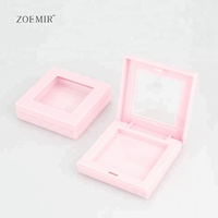 Palette carrée rose et noire pour fards à paupières avec fenêtre, emballage cosmétique compact en ABS pour fard à joues crème à compartiment unique