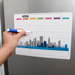 Calendrier magnétique publicitaire pour réfrigérateur, thème Forêt d'automne et <span class=keywords><strong>Coucher</strong></span> de soleil, planificateur mensuel pour la décoration intérieure - Product Image 6