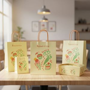 Factory Direct Custom Logo Brown Paper <b>Bags</b> with Handles, Recycled Kraft for Clothing <b>Small</b> Business, Pink <b>White</b> Bakery <b>Bags</b> - Product Image 1