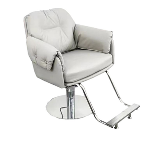 Contemporary Faux Leather Barber Chair with Height Adjustable Square Base and Single <b>Footrest</b> for Salon Furniture - Product Image 3