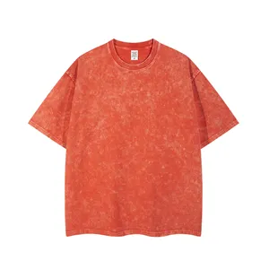 Hochwertig Großhandel individuell schwerlast 100 % Baumwolle einziehen Vintage Sonne verblassenes Logo individuell bestickte Herren-T-Shirts