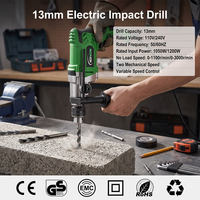 Perceuse à percussion électrique professionnelle 1200W, outil électrique, 13 mm, filaire, vitesse variable, pour bois, acier, béton