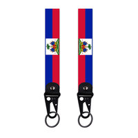 Pays drapeau bracelet sangle boucle tissé broderie voiture accessoires porte-clés Polyester Sublimation bracelet lanière porte-clés