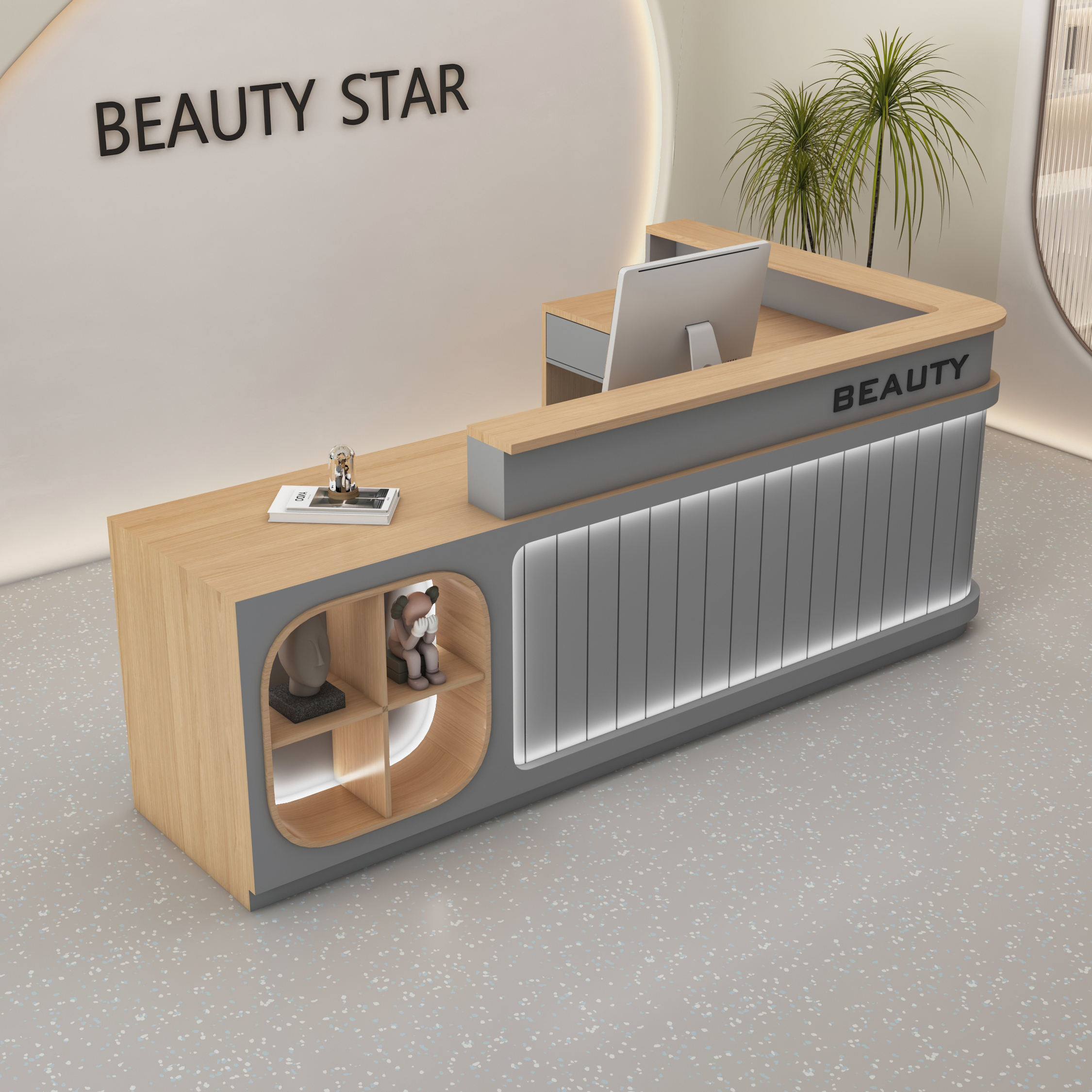 Gray + wood color + 60cm long side corner