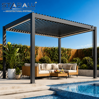 Pérgola Motorizada de Alto Rendimiento con Persianas Ajustables, Puertas de Vidrio y Juego de Cocina para Asados al Aire Libre, Ideal para Jardines Residenciales