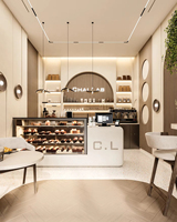 Support d'affichage en bois éclairé par LED pour café |   Étanche, écologique, mural, au design moderne pour usage commercial