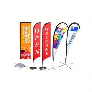 Drapeau à plumes en polyester imprimé recto-verso pour festival promotionnel en extérieur, avec mât en fibre de verre, impression numérique, conception de logo personnalisée - Product Image 1