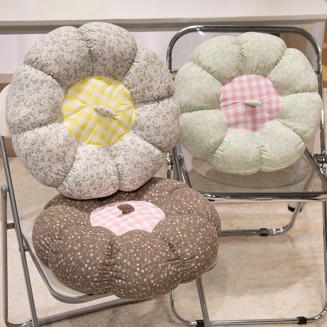 Creative Floral-print Pumpkin Pouf Cushion Lazy Seat Stool Floor Bum Pad Girls Tatami Bay Window Mat Gift Polyester Fiber
