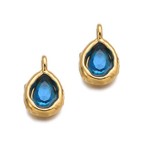 Ciondolo in Acciaio Inossidabile Lucido Non Sbiadente con Zircone a Goccia, 12 Pietre Zodiacali per Donna, Charm alla Moda per Anniversario - Product Image 6