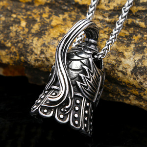 yunnique Stainless Steel Warrior Helmet Pendant Necklace Geometric Design Japanese Korean Style Fashion Jewelry - Product Image 2
