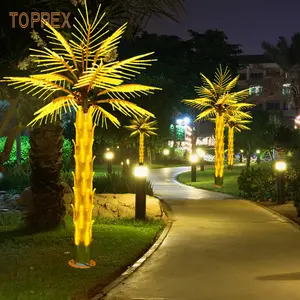 Holiday event decorative waterproof outdoor garden supplies artificial plastic lighted led coconut palm trees light