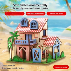 Puzzle 3D en bois Château de conte de fées Modèle d'assemblage fait main DIY Jouet éducatif Ornement Cadeau pour les enfants de 0 à 24 mois - Product Image 3