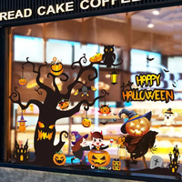 Personalizado de alta calidad a prueba de agua Día de Todos los Santos Festival de Halloween Fantasma Calabaza Gato Murciélago Decoración Ventana Pegatinas de vinilo