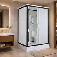 Module de salle de bain modulaire 1260x1550mm avec plateau SMC en verre dépoli 3C et douche réglable