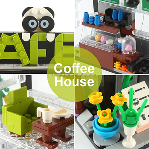 Forange FC8502 cafetería bloques de construcción techo abierto ciudad Steets casa DIY montaje con luces - Product Image 4