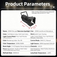 Projecteur vidéo LED BaiQi 200W avec contrôle automatique DMX512, IP33, CRI95, angle de faisceau 10-20° pour DJ/Disco/Studio