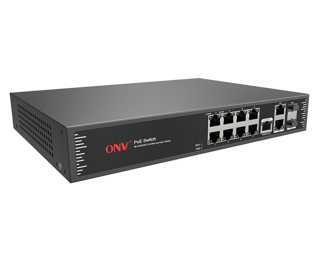 New Smart Manageable PoE Switch 10/100mbps 8 Port and 2 Gigabit Combo SFP Port for Ip Camera