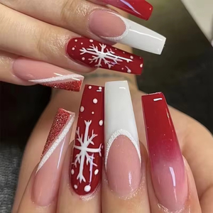 <span class=keywords><strong>Ongles</strong></span> artificiels en ABS réutilisables de haute qualité, motifs de Noël en acrylique, <span class=keywords><strong>faux</strong></span> <span class=keywords><strong>ongles</strong></span> à presser pour salon de manucure, vente en gros - Product Image 2