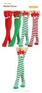 Calcetines Navideños de Punto a Rayas Transpirables hasta la Rodilla para Mujer, para Fiestas Festivas de Invierno, Cosplay, Vacaciones, 2025 - Product Image 4