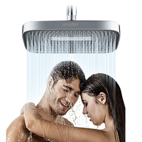 Douche de salle de bain 32x21cm-Pommeau de douche spa moderne haut de gamme chromé grand rectangle avec support mural réglable