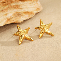 Nouveau individualiste en acier inoxydable étoile de mer antirouille PVD plaqué or collier étoile breloque bijoux collier boucles d'oreilles ensemble