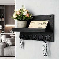 Porte-clés mural rectangulaire moderne en bois multifonctionnel avec crochets, finition laquée, décoration d'entrée, porte-clés pour la maison