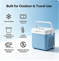 Réfrigérateur-congélateur portable à compresseur double zone et double commande 35L/45L/55L 12V/24V DC -20~20°C, conservation de la fraîcheur pendant 5 jours
