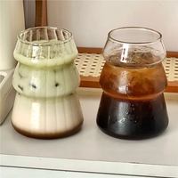 Mug bombé minimaliste style salle de bain ; Verre borosilicate haute résistance ; Idéal pour le lait et l'eau