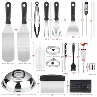 Accessoires de barbecue professionnels, ensemble de 135 pièces en acier inoxydable, outils pour plancha et grill, avec couvercle de cuisson, ensemble de spatules pour barbecue, pour la cuisson