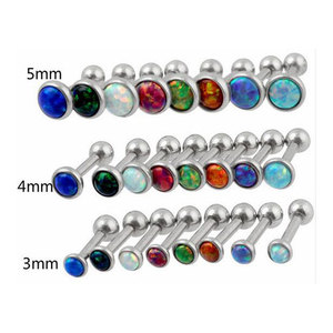 Anello per bambini ortodosso in acciaio inox opale in pietra Tragus cartilagine anello Tragus orecchino - Product Image 2