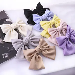 De moda de tela de satén, gran pelo clips mariposa horquilla accesorios para el cabello niñas