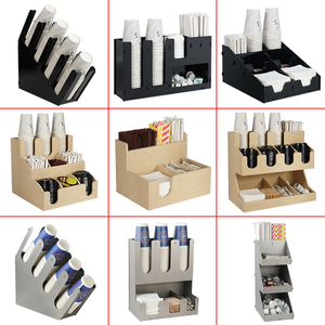 Nouveauté : Organisateur de station à café jetable en bois, accessoires de café, boîte de rangement, distributeur de gobelets en papier - Product Image 1