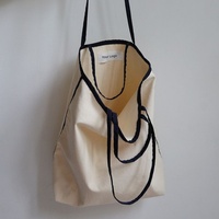 Sac de courses en toile pour femme, personnalisé, style français, doux, décontracté, avec passepoil contrastant, en tissu de coton