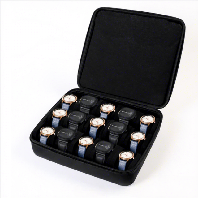 Portable Lightweight 0.5-1kg Eco-friendly Square Leather Watch Storage Bag Multi-Card Slots Eva Inner Support Smart Watches