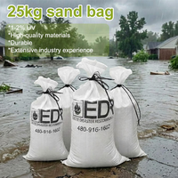 Sac de sable en polypropylène tissé de 25 kg, blanc, personnalisé, durable, sac de sable PP pour la lutte contre les inondations, pour la prévention des inondations