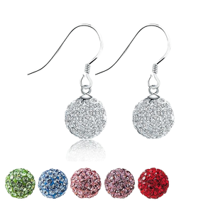 MYF Free 10-12mm brillante <span class=keywords><strong>Disco</strong></span> Crystal Pave Ball pendientes señoras compromiso regalo fina plata esterlina Stud joyería pagar envío - Product Image 1