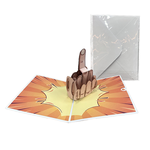 การ์ดอวยพรนิ้วกลางสำหรับ<span class=keywords><strong>เพื่อน</strong></span>ดีไซน์ใหม่การ์ดรูปทรงสี่เหลี่ยมผืนผ้าสีเหลือง3D ตลกป๊อปอัพดีไซน์มาใหม่ - Product Image 6