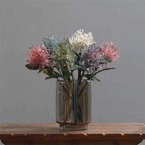 Centre de table en fleurs artificielles tropicales de haute qualité, violettes et vertes, en plastique, pour mariage, Noël, remise de diplôme - Product Image 1