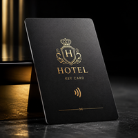 Maßgefertigte Matte Schwarze RFID-Hotel-Schlüsselkarte Kontaktloser Gästezimmerzugang mit Logodruck für Intelligentes Hotelmanagement