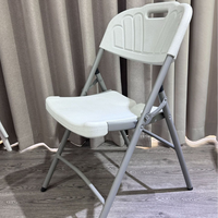 Chaise pliante en plastique imperméable robuste ZDY-13 avec cadre en métal gris, chaise portable d'extérieur pour événements et maison