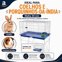 Grande cage à lapins en fer massif, pliable, avec support surélevé, plateau inférieur en plastique bleu, poignée de transport supérieure, pour cochons d'Inde et petits animaux d'intérieur