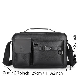 Sac à main d'affaires en cuir PU imperméable, sac messager pour homme, sac de voyage, sac à bandoulière grande capacité - Product Image 3