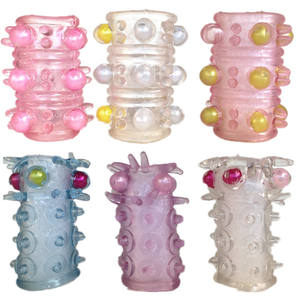 Erkekler için Penis halkaları prezervatif boncuk Penis büyütme kollu yetişkinler için kauçuk seks oyuncakları gecikmeli boşalma vajina stimülatörü - Product Image 2