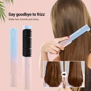 Wireless Hair Straightening Comb Rechargeable Straightener Curler <b>Heat</b> Curling Brush Straightener and Curler Brush Comb - Product Image 2