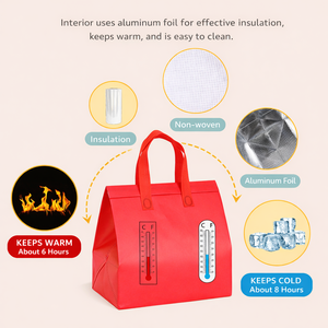 Sac isotherme jetable pour aliments chauds et froids, en aluminium imperméable, avec impression personnalisée du logo, pour livraison à emporter, en non-tissé - Product Image 5