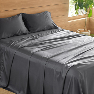 Juego de sábanas de algodón Lyocell de lujo de 4 piezas, súper suave, transpirable, ecológico, ropa de cama de 600TC, fundas de almohada sedosas, técnicas tejidas - Product Image 2